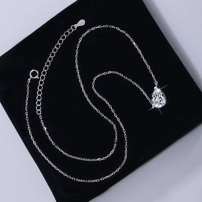 Jzora handmade 2ct minimalist teardrop moissanite sterling silver necklace