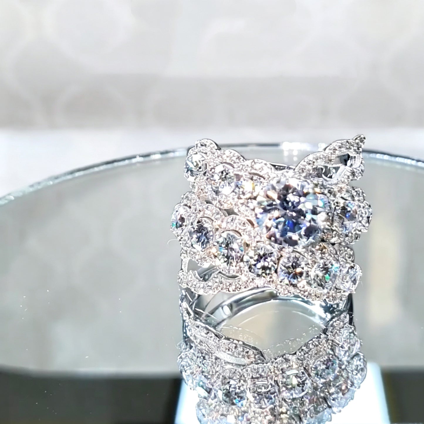 Jzora Handmade Sparkling Round Cut Statement Engagement Ring