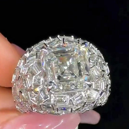 Jzora handmade luxury asscher cut full emerald iced-out ring