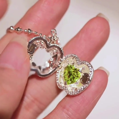 Jzora Handmade Cute Green Apple Openwork Heart Design Necklace