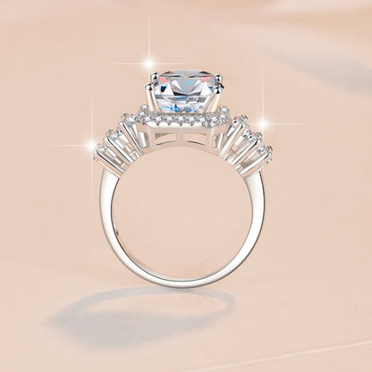 Jzora handmade 5ct brilliant round cut halo moissanite sterling silver ring
