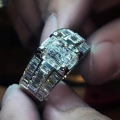 Jzora Handmade Iced Out Moissanite Men's Luxury Statement Ring