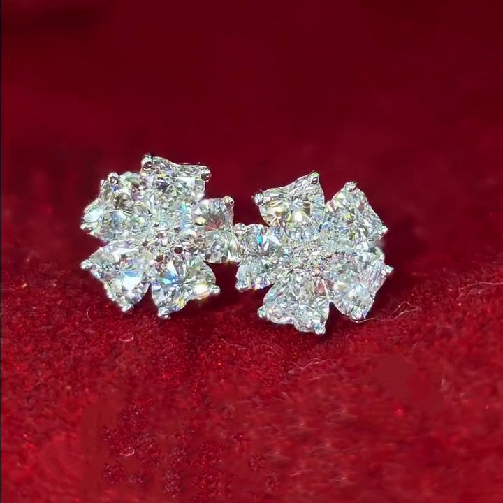 Jzora Handmade Floral Design Heart Shape Sterling Silver Earrings