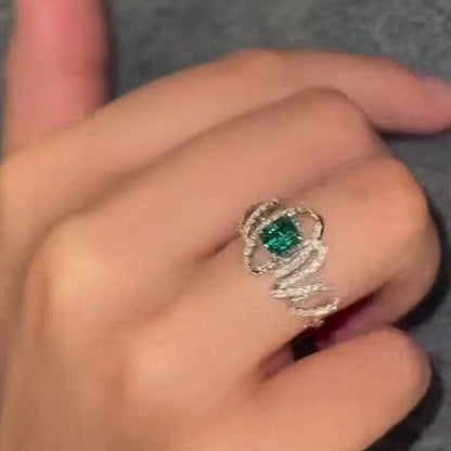 Jzora handmade artistic spiral radiant swirl halo sterling silver ring