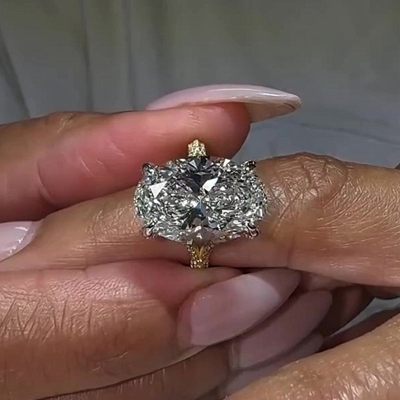 Jzora handmade brilliant oval halo moissanite cathedral pavé design sterling silver ring