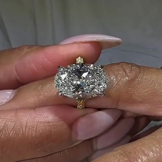 Jzora handmade brilliant oval halo moissanite cathedral pavé design sterling silver ring