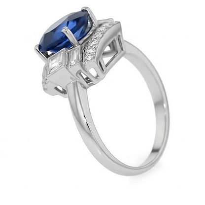 Jzora Handmade Luxury Sapphire Oval CZ Vintage Men's Ring
