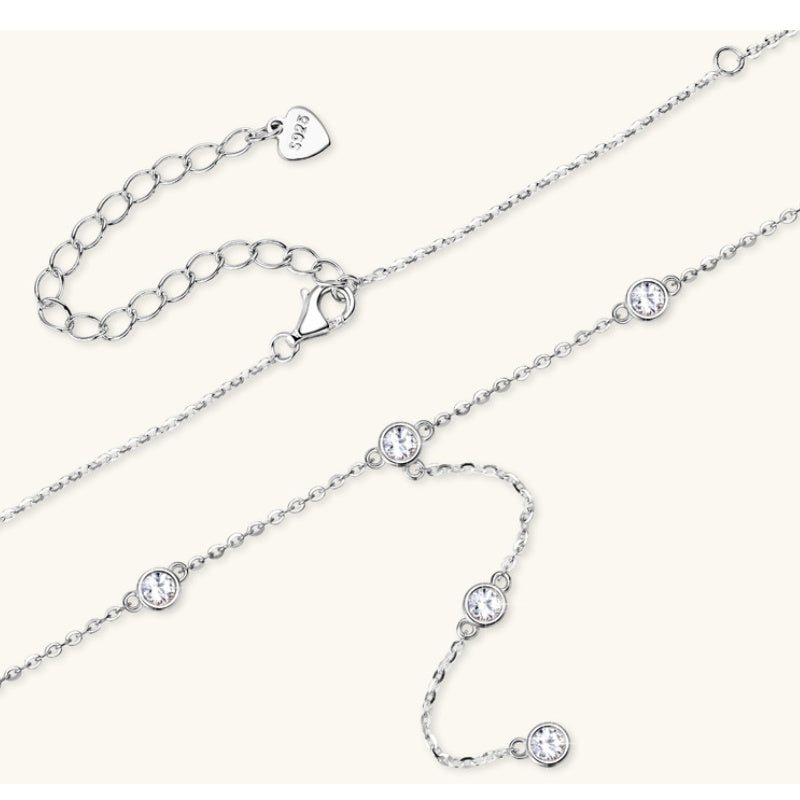 Jzora handmade 1.1ct round cut elegant moissanite sterling silver y-necklace