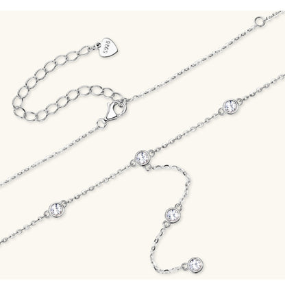 Jzora handmade 1.1ct round cut elegant moissanite sterling silver y-necklace