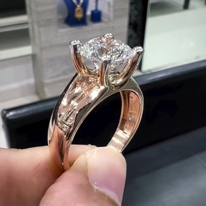 Jzora handmade 5ct round cut moissanite dedicate sterling silver ring