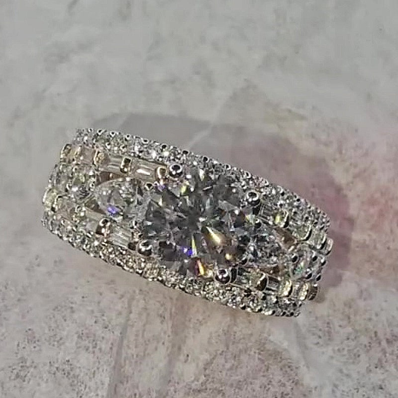 Jzora handmade luxury & sparkling round brilliant cut pavé statement ring