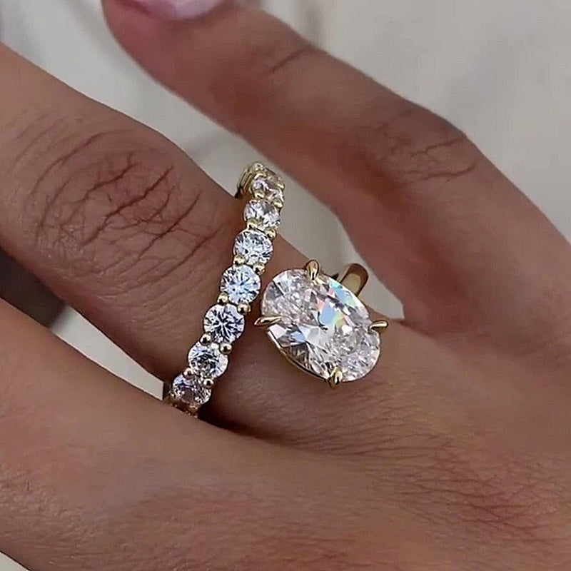 Jzora handmade golden glow eternal shine oval cut sterling silver promise ring