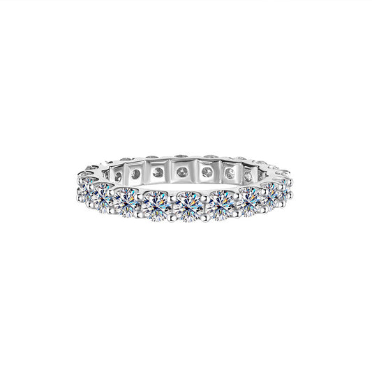 Jzora handmade 2.2ct round cut moissanite sparkling eternity sterling silver women's band