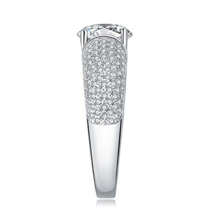 Jzora handmade 2ct round cut moissanite timeless glamour sterling silver men's band