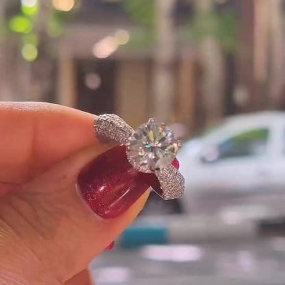 Jzora handmade 1.75ct round cut sparkly moissanite sterling silver ring