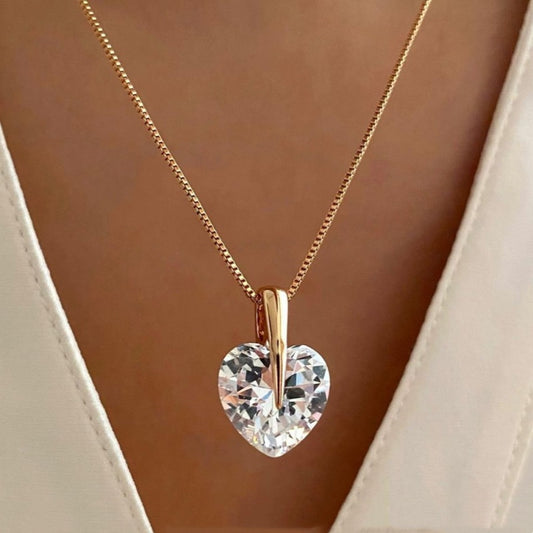 Jzora handmade golden heart shape eternal romance sterling silver necklace