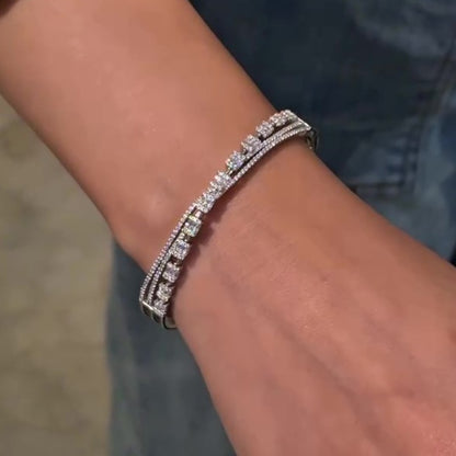 Jzora handmade twin-row emerald cut bracelet