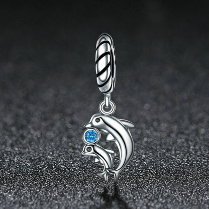 Jzora Jumping Ocean Lively Dolphin Sterling Silver Charm