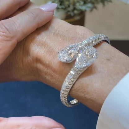 Jzora handmade flawless pear & baguette cut sparkling bracelet