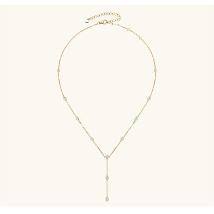 Jzora handmade 1.1ct round cut elegant moissanite sterling silver y-necklace