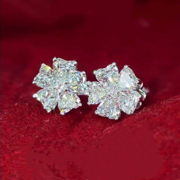 Jzora Handmade Floral Design Heart Shape Sterling Silver Earrings