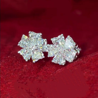 Jzora Handmade Floral Design Heart Shape Sterling Silver Earrings