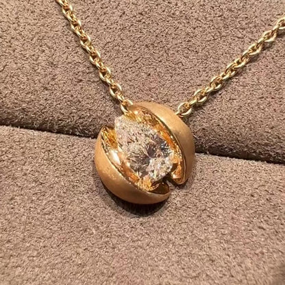 Jzora handmade golden pear cut chic & elegant sterling silver necklace