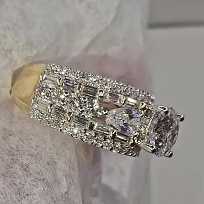 Jzora handmade luxury & sparkling round brilliant cut pavé statement ring