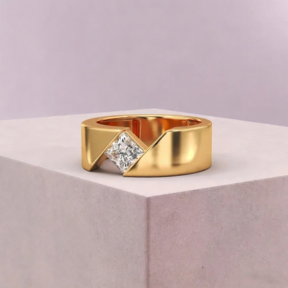 Jzora Handmade 1CT Princess Cut Moissanite Geometric Wedding Men's Ring