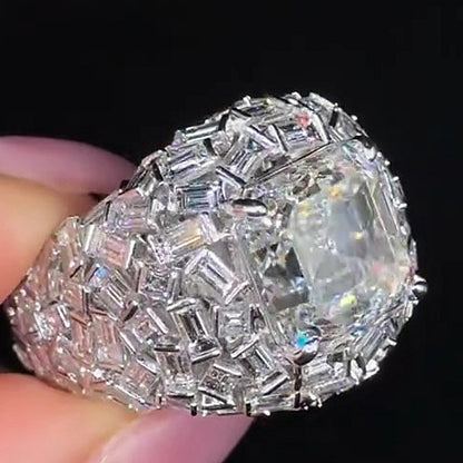 Jzora handmade luxury asscher cut full emerald iced-out ring