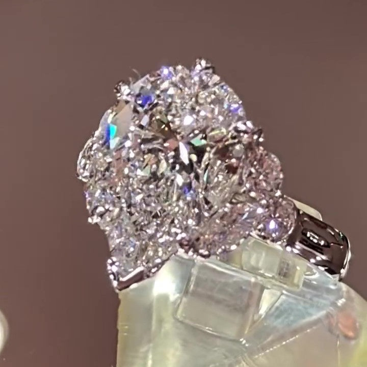 Jzora Handmade Elegant Pear Cut Moissanite Timeless Engagement Ring