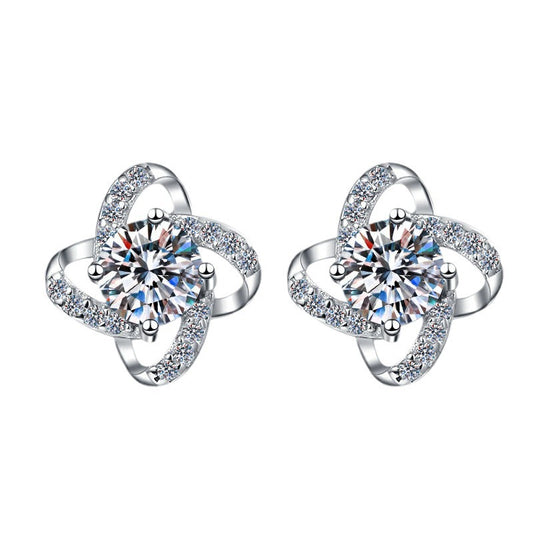 Jzora handmade delicate windmill moissanite sterling silver stud earrings