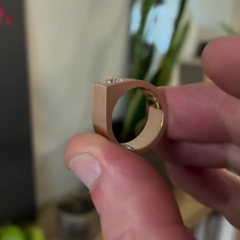 Jzora handmade minimalist & modernist rose gold geometric solitaire men's ring