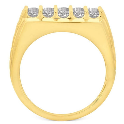 Jzora handmade 5-row round cut grid-style pavé setting men's ring