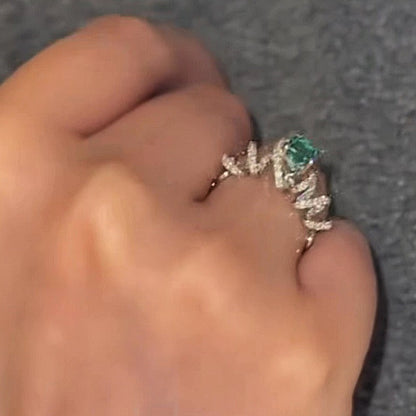 Jzora handmade artistic spiral radiant swirl halo sterling silver ring