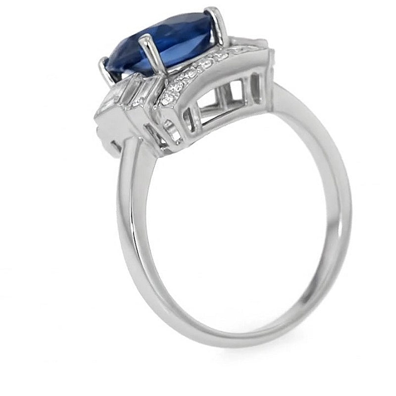 Jzora Handmade Luxury Sapphire Oval CZ Vintage Men's Ring