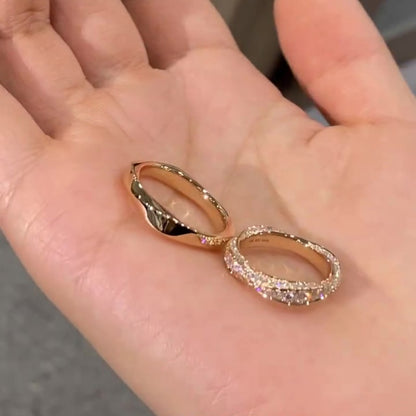 Jzora handmade elegant twist & pavé-set sterling silver couple rings set