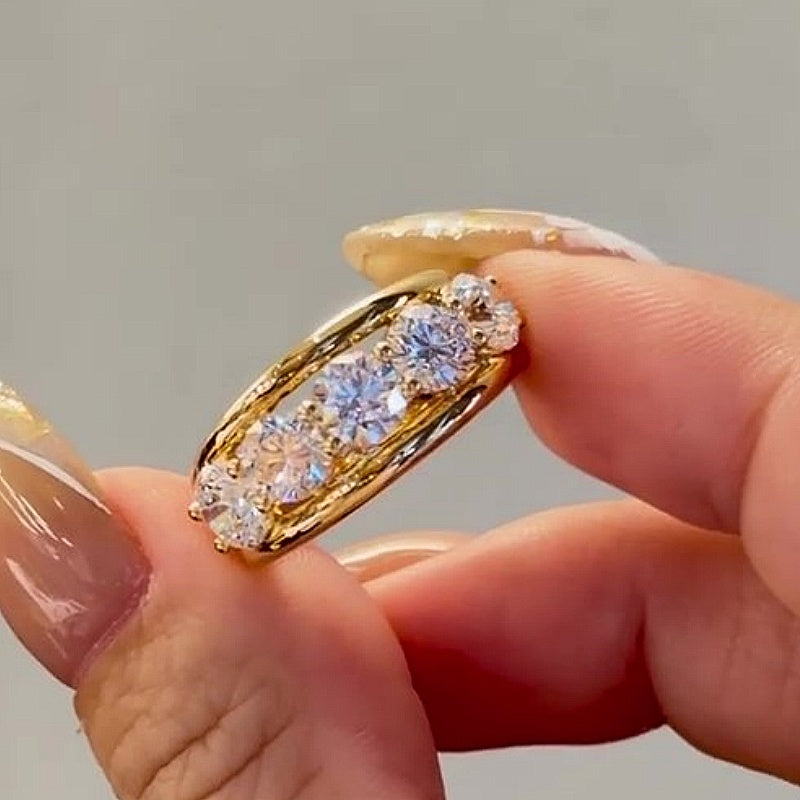 Jzora handmade classic & elegant multi-stone moissanite sterling silver ring