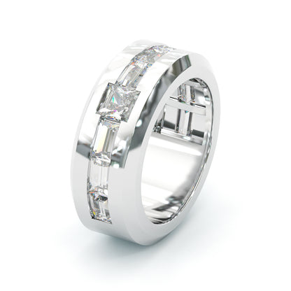 Jzora Handmade Rose‑Gold Asymmetric Princess & Baguette Cut D-Color Moissanite Men’s Ring