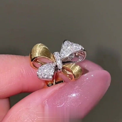 Jzora handmade two-tone chic brushed finish butterfly sterling silver stud earrings