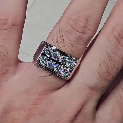 Jzora handmade double row round cut glacier shine men’s ring