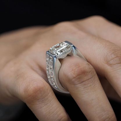 Jzora handmade 7ct asscher cut iced out men's engagement wedding ring