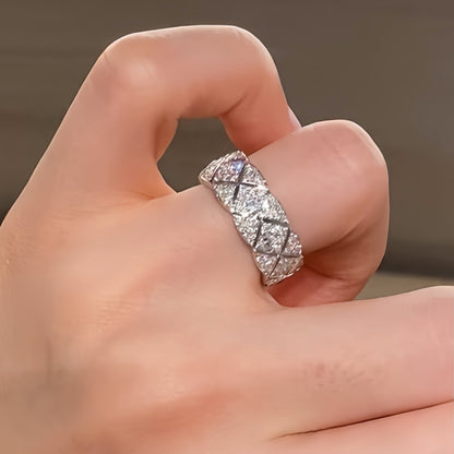 Jzora Fashion Full Pavé sterling silver wedding women's band ring