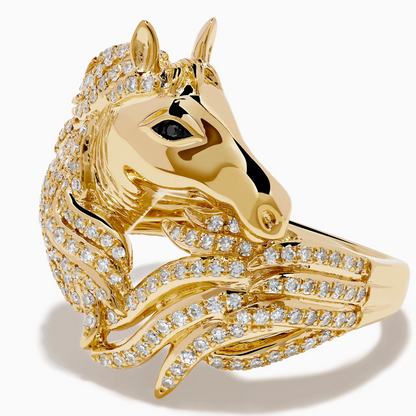 Jzora Handmade Luxury Iced Horse Head Men's Fashion Ring