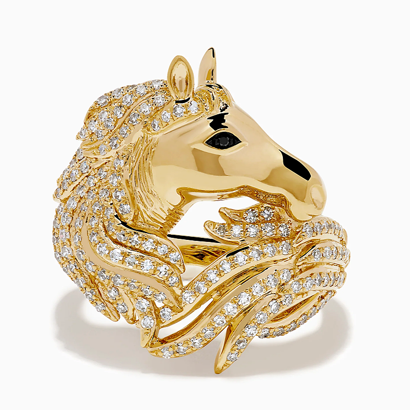 Jzora Handmade Luxury Iced Horse Head Men's Fashion Ring