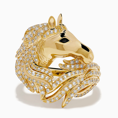 Jzora Handmade Luxury Iced Horse Head Men's Fashion Ring