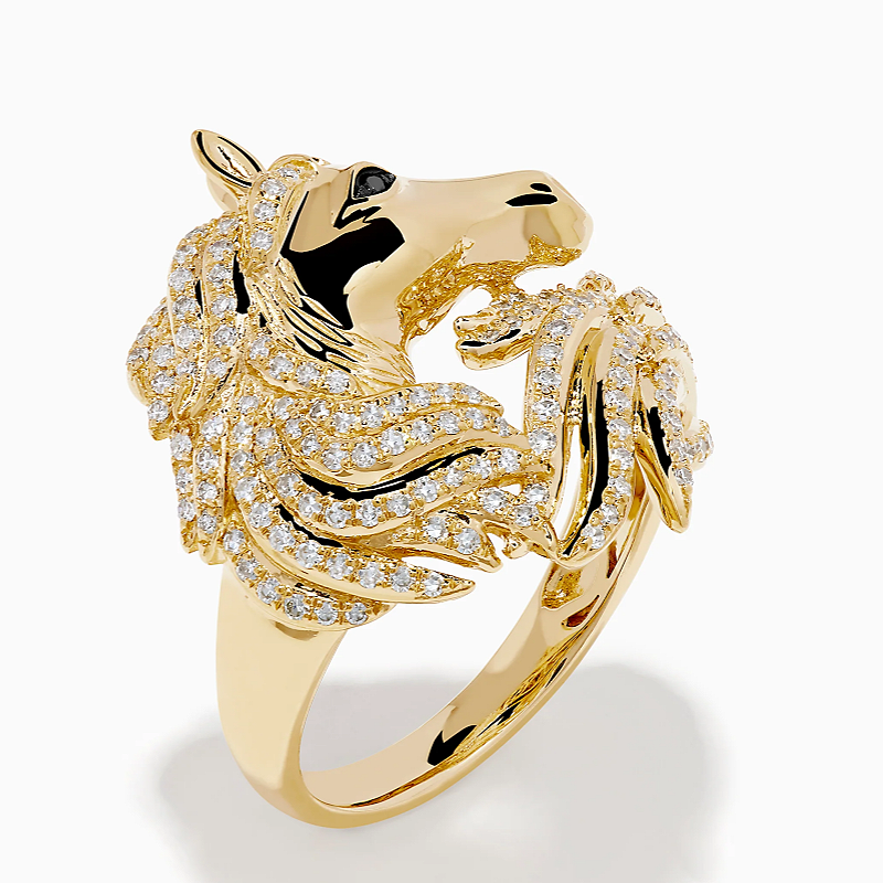 Jzora Handmade Luxury Iced Horse Head Men's Fashion Ring