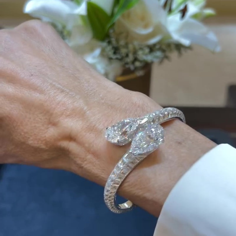 Jzora handmade flawless pear & baguette cut sparkling bracelet