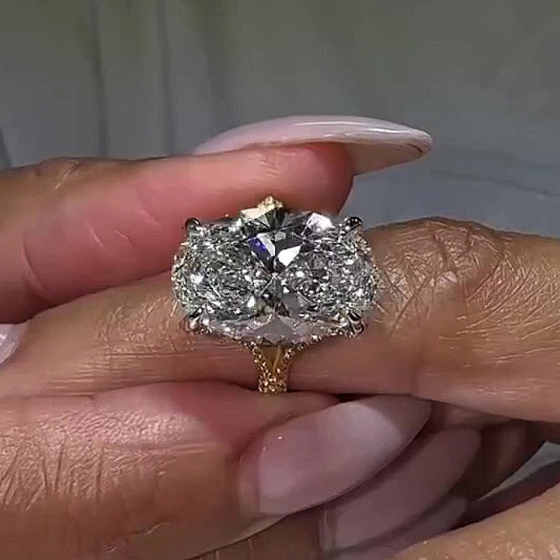 Jzora handmade brilliant oval halo moissanite cathedral pavé design sterling silver ring