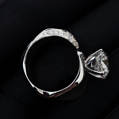Jzora handmade eclipse wave cushion cut  polished & brushed texture open band moissanite sterling silver ring